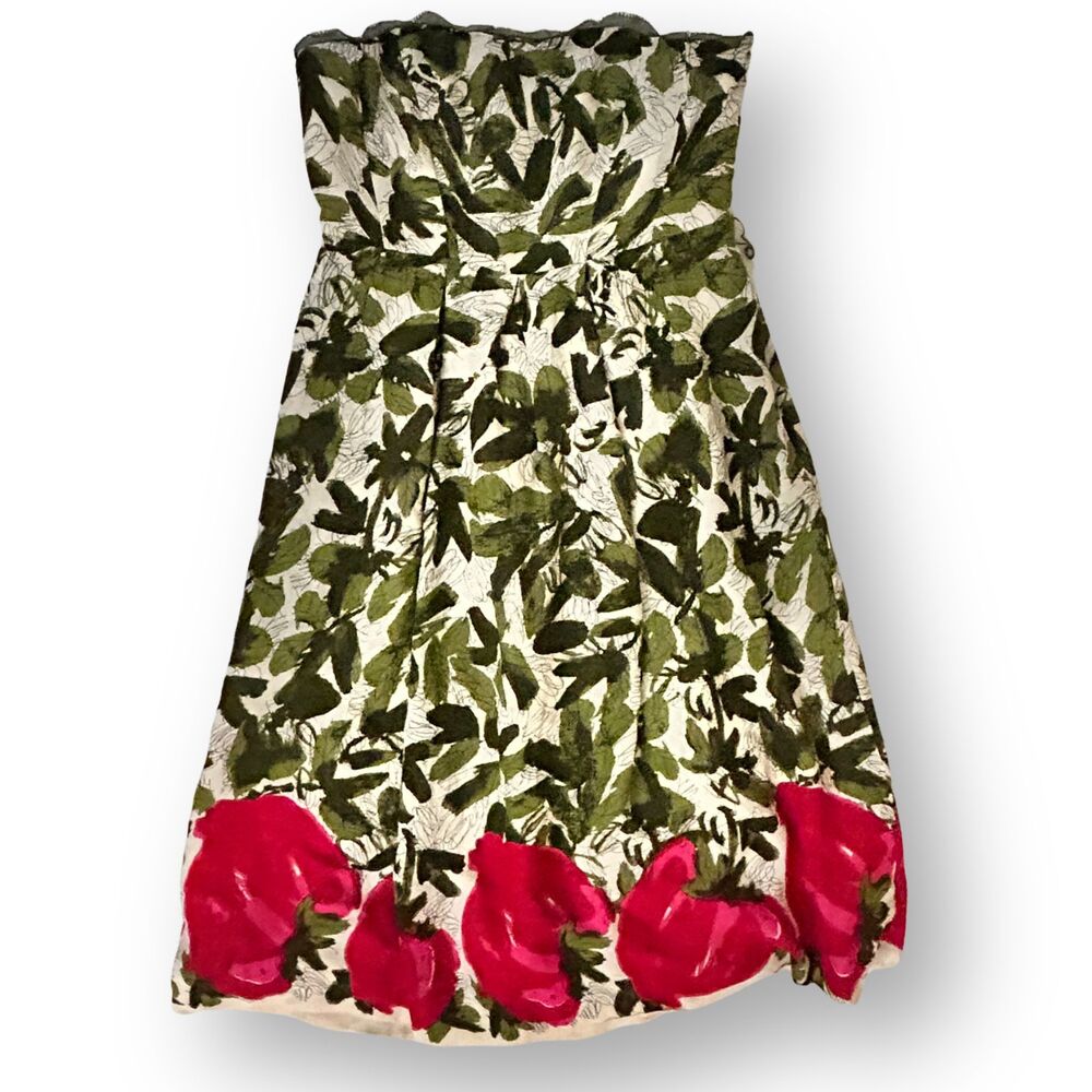 We Love Vera Sz 4 Floral Green Pink Red 2 Layer Dress Missing Straps and Belt